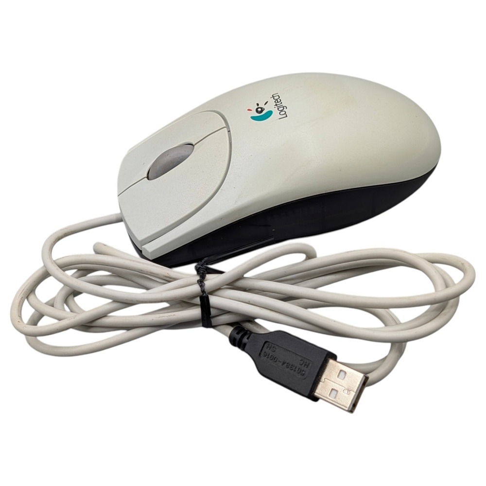 Logitech M-BJ58 USB Optical Mouse Computer PC Wired Scroll Wheel Office Gray